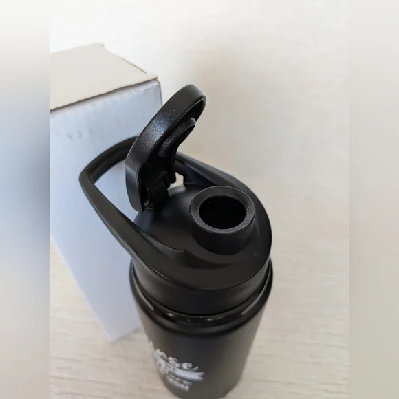 Metal Water Bottle 16oz Black Nurse Themed Black Flip Lid Never Used - Picture 6 of 11